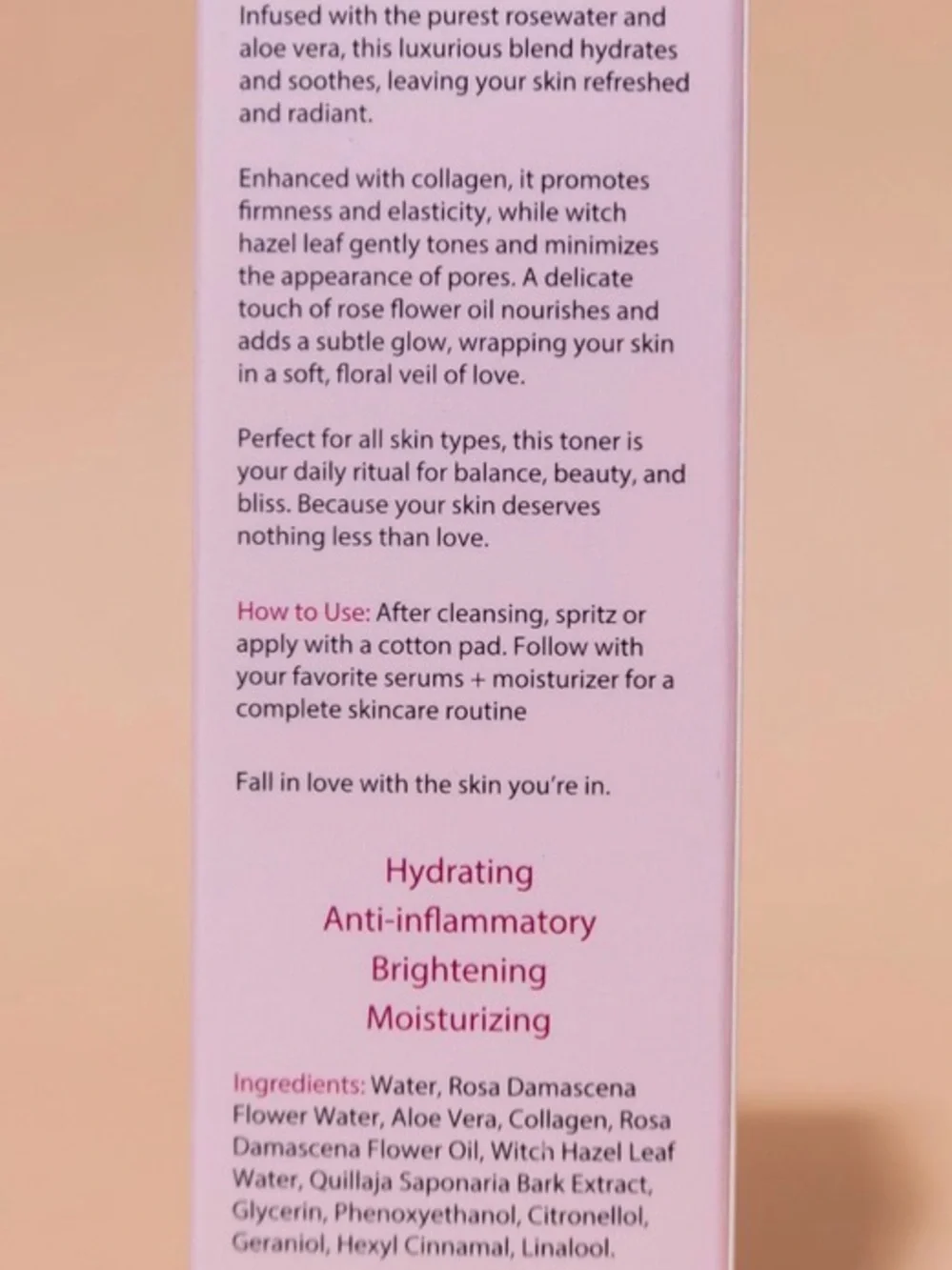 N/A rosewater toner